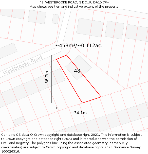 48, WESTBROOKE ROAD, SIDCUP, DA15 7PH: Plot and title map