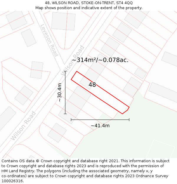 48, WILSON ROAD, STOKE-ON-TRENT, ST4 4QQ: Plot and title map