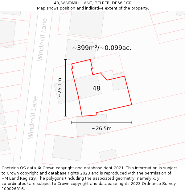 48, WINDMILL LANE, BELPER, DE56 1GP: Plot and title map