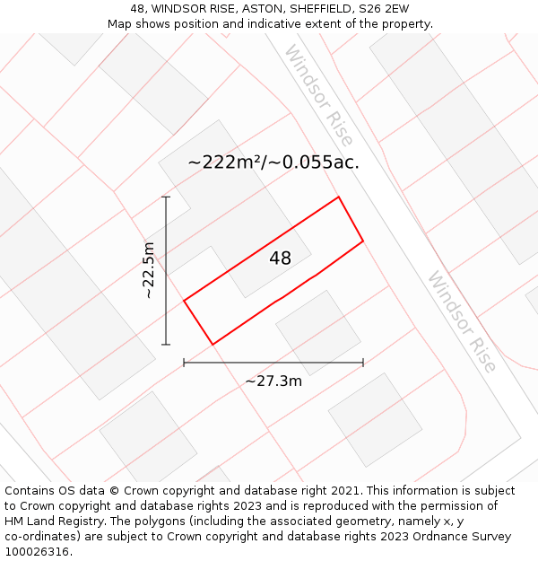 48, WINDSOR RISE, ASTON, SHEFFIELD, S26 2EW: Plot and title map