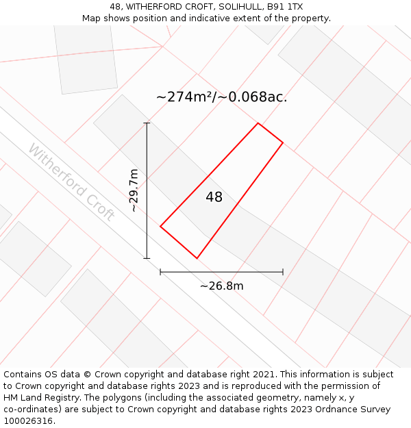 48, WITHERFORD CROFT, SOLIHULL, B91 1TX: Plot and title map