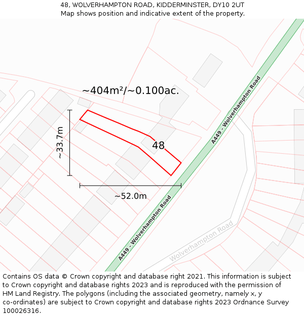 48, WOLVERHAMPTON ROAD, KIDDERMINSTER, DY10 2UT: Plot and title map