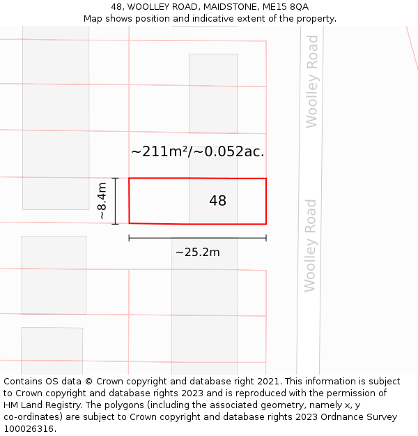 48, WOOLLEY ROAD, MAIDSTONE, ME15 8QA: Plot and title map