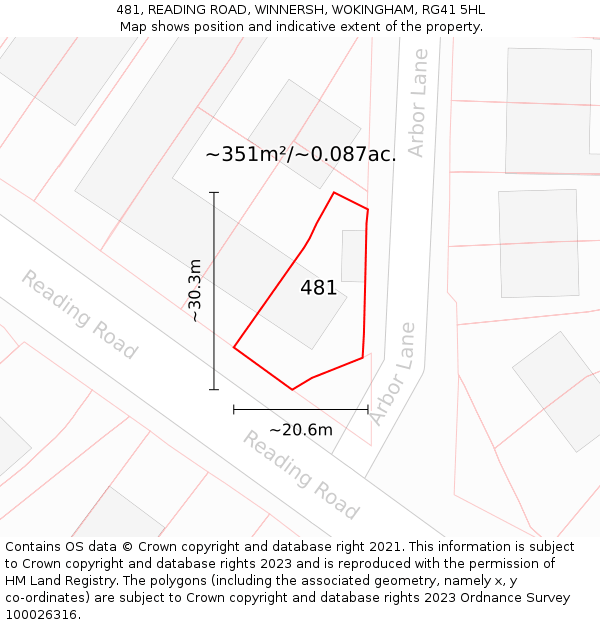 481, READING ROAD, WINNERSH, WOKINGHAM, RG41 5HL: Plot and title map