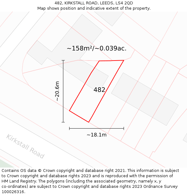482, KIRKSTALL ROAD, LEEDS, LS4 2QD: Plot and title map