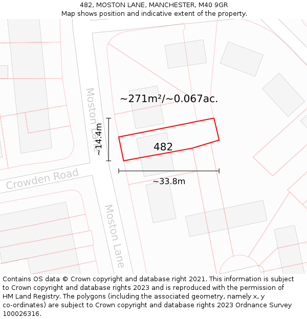 482, MOSTON LANE, MANCHESTER, M40 9GR: Plot and title map