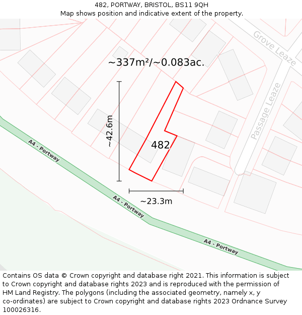 482, PORTWAY, BRISTOL, BS11 9QH: Plot and title map