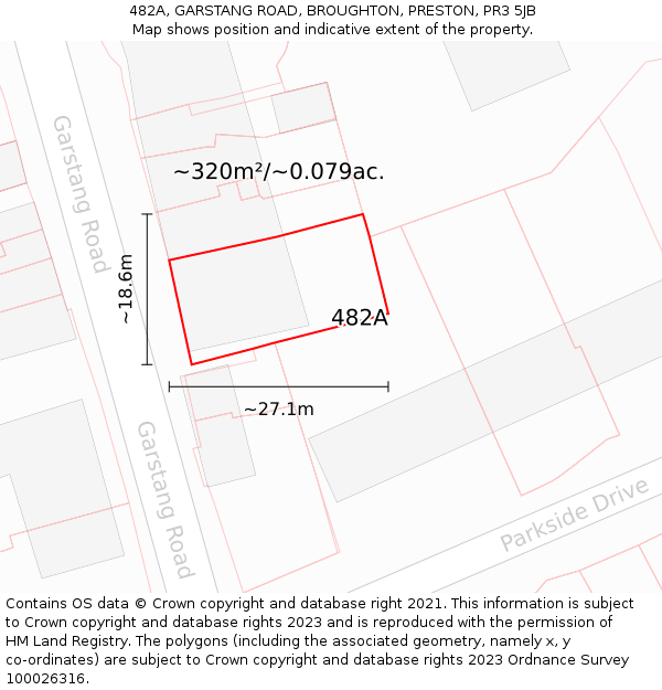 482A, GARSTANG ROAD, BROUGHTON, PRESTON, PR3 5JB: Plot and title map