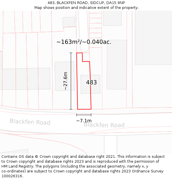 483, BLACKFEN ROAD, SIDCUP, DA15 9NP: Plot and title map