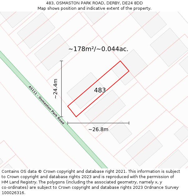 483, OSMASTON PARK ROAD, DERBY, DE24 8DD: Plot and title map