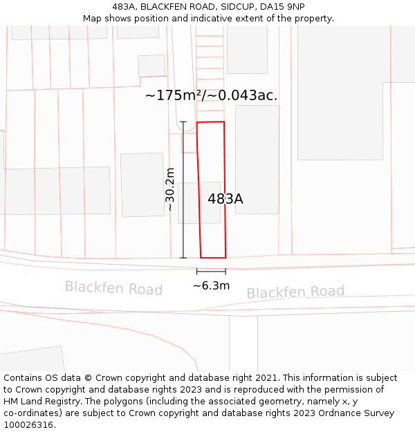 483A, BLACKFEN ROAD, SIDCUP, DA15 9NP: Plot and title map