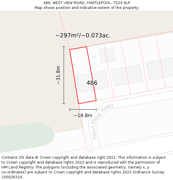 486, WEST VIEW ROAD, HARTLEPOOL, TS24 9LP: Plot and title map