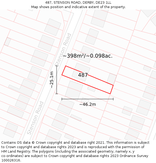487, STENSON ROAD, DERBY, DE23 1LL: Plot and title map