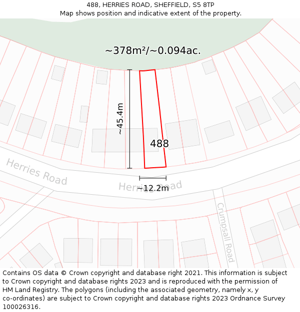 488, HERRIES ROAD, SHEFFIELD, S5 8TP: Plot and title map