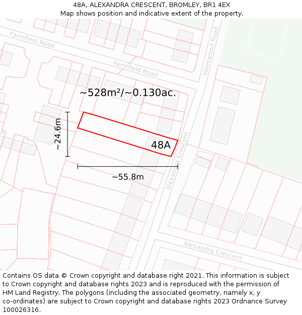 48A, ALEXANDRA CRESCENT, BROMLEY, BR1 4EX: Plot and title map