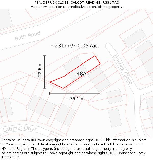 48A, DERRICK CLOSE, CALCOT, READING, RG31 7AQ: Plot and title map