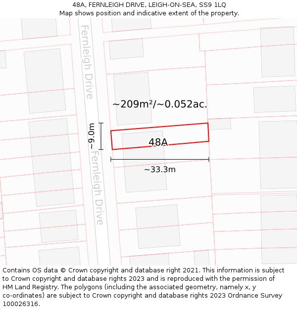 48A, FERNLEIGH DRIVE, LEIGH-ON-SEA, SS9 1LQ: Plot and title map