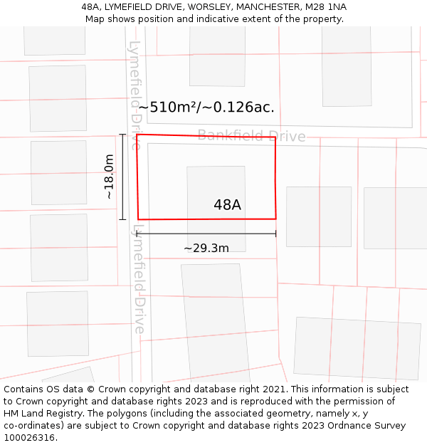 48A, LYMEFIELD DRIVE, WORSLEY, MANCHESTER, M28 1NA: Plot and title map