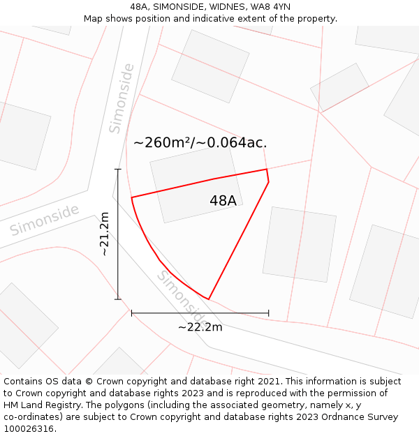 48A, SIMONSIDE, WIDNES, WA8 4YN: Plot and title map