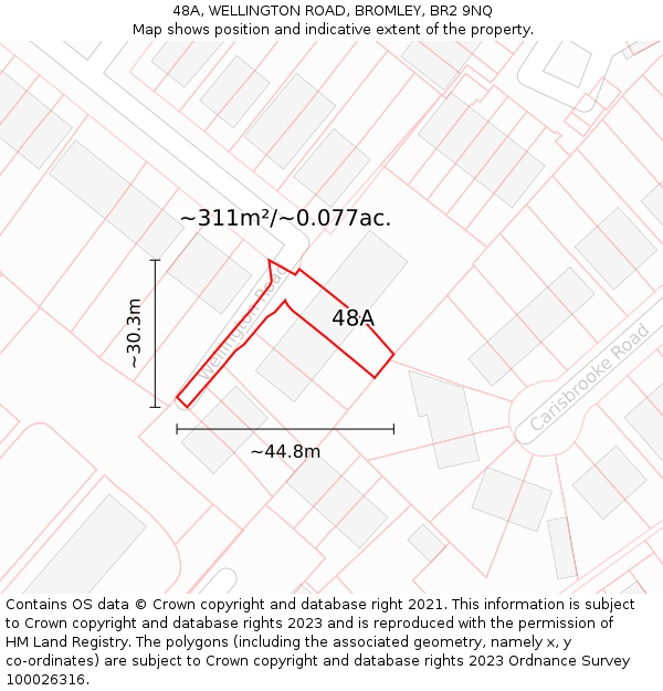 48A, WELLINGTON ROAD, BROMLEY, BR2 9NQ: Plot and title map