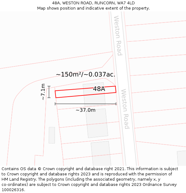 48A, WESTON ROAD, RUNCORN, WA7 4LD: Plot and title map