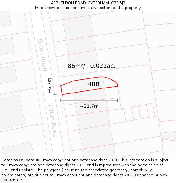 48B, ELDON ROAD, CATERHAM, CR3 5JR: Plot and title map