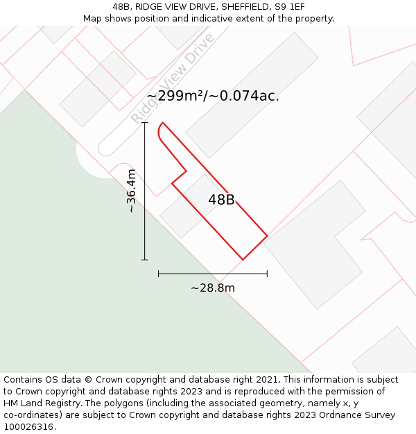 48B, RIDGE VIEW DRIVE, SHEFFIELD, S9 1EF: Plot and title map