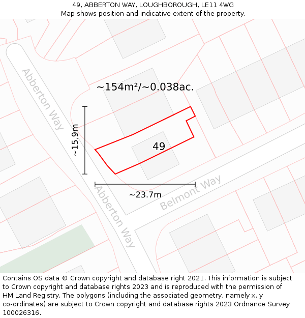 49, ABBERTON WAY, LOUGHBOROUGH, LE11 4WG: Plot and title map