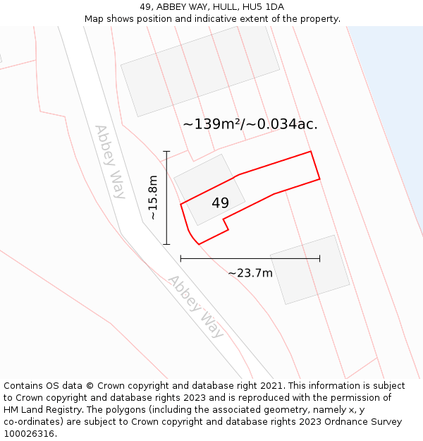 49, ABBEY WAY, HULL, HU5 1DA: Plot and title map
