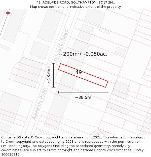 49, ADELAIDE ROAD, SOUTHAMPTON, SO17 2HU: Plot and title map