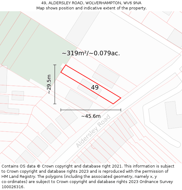 49, ALDERSLEY ROAD, WOLVERHAMPTON, WV6 9NA: Plot and title map