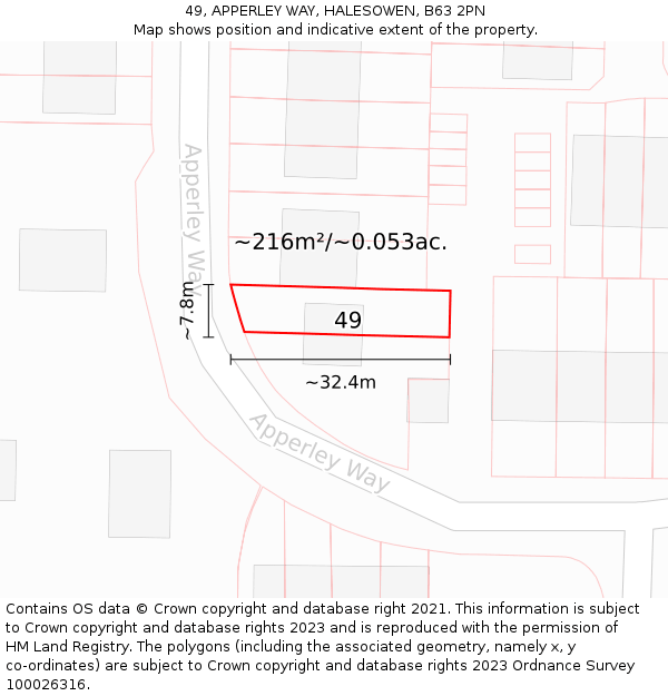49, APPERLEY WAY, HALESOWEN, B63 2PN: Plot and title map