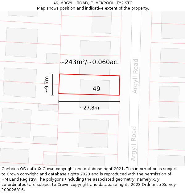 49, ARGYLL ROAD, BLACKPOOL, FY2 9TG: Plot and title map