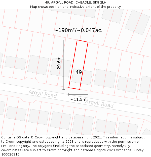 49, ARGYLL ROAD, CHEADLE, SK8 2LH: Plot and title map