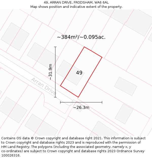 49, ARRAN DRIVE, FRODSHAM, WA6 6AL: Plot and title map