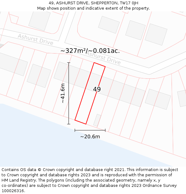 49, ASHURST DRIVE, SHEPPERTON, TW17 0JH: Plot and title map