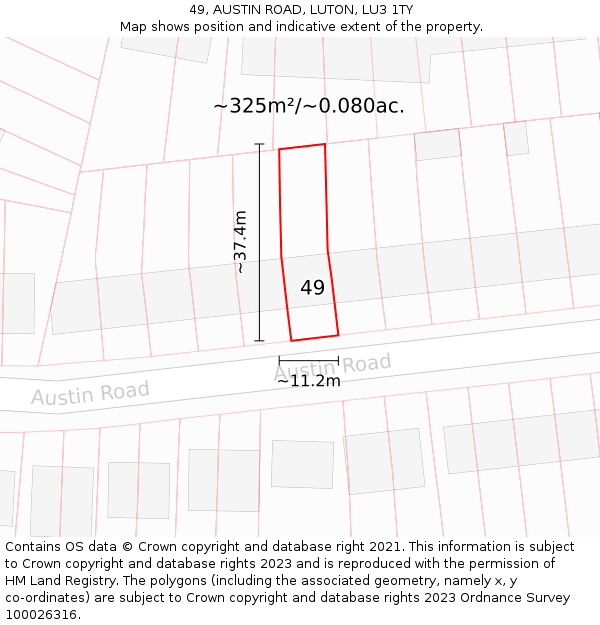 49, AUSTIN ROAD, LUTON, LU3 1TY: Plot and title map