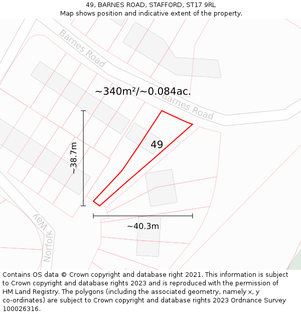 49, BARNES ROAD, STAFFORD, ST17 9RL: Plot and title map