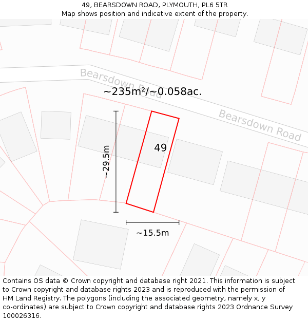49, BEARSDOWN ROAD, PLYMOUTH, PL6 5TR: Plot and title map