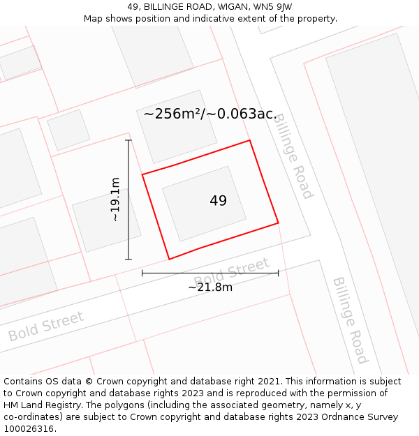 49, BILLINGE ROAD, WIGAN, WN5 9JW: Plot and title map