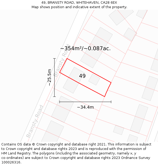 49, BRANSTY ROAD, WHITEHAVEN, CA28 6EX: Plot and title map