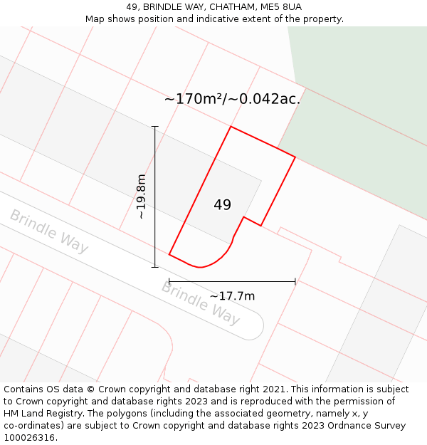 49, BRINDLE WAY, CHATHAM, ME5 8UA: Plot and title map