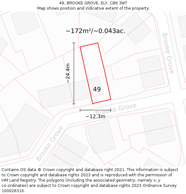 49, BROOKE GROVE, ELY, CB6 3WT: Plot and title map