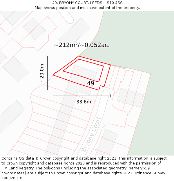 49, BRYONY COURT, LEEDS, LS10 4SS: Plot and title map