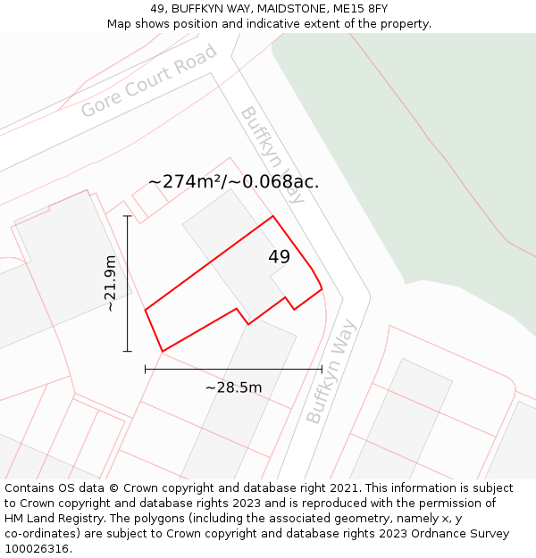 49, BUFFKYN WAY, MAIDSTONE, ME15 8FY: Plot and title map
