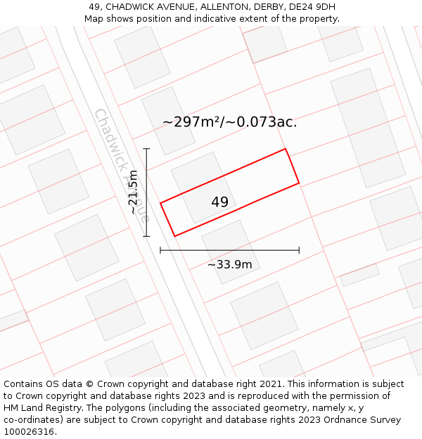 49, CHADWICK AVENUE, ALLENTON, DERBY, DE24 9DH: Plot and title map