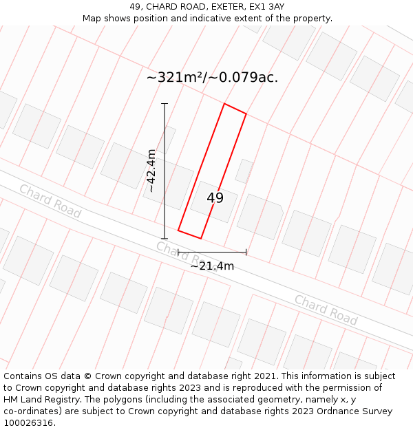 49, CHARD ROAD, EXETER, EX1 3AY: Plot and title map