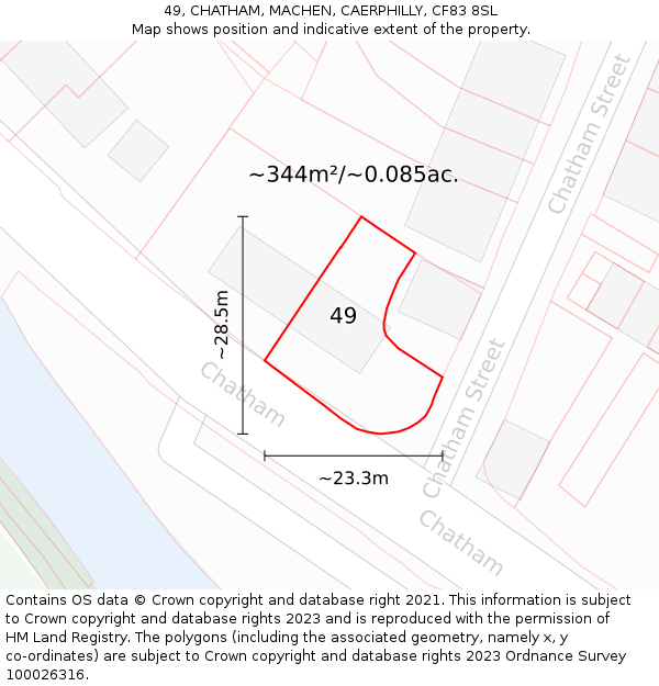 49, CHATHAM, MACHEN, CAERPHILLY, CF83 8SL: Plot and title map