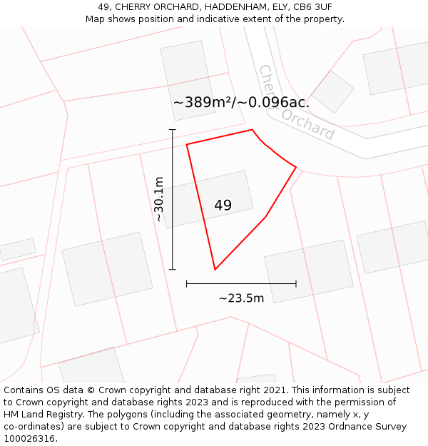 49, CHERRY ORCHARD, HADDENHAM, ELY, CB6 3UF: Plot and title map