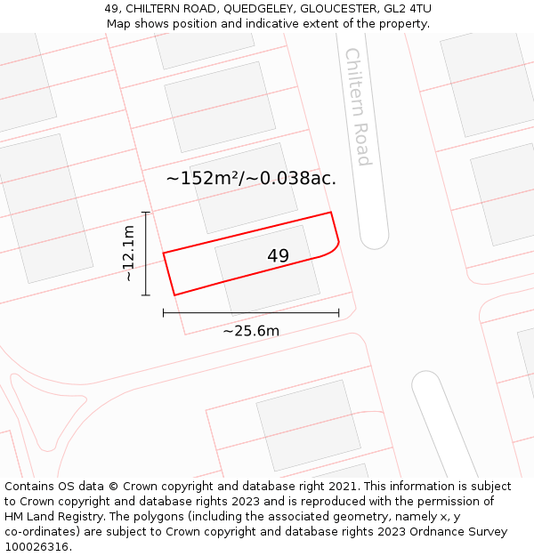 49, CHILTERN ROAD, QUEDGELEY, GLOUCESTER, GL2 4TU: Plot and title map